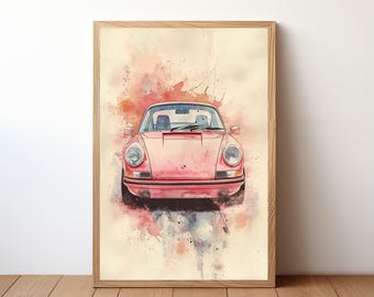 Vintage Porsche 911 Poster, Porsche Druck, Oldtimer Wandkunst, Sportwagen-Dekor, Garagenwandkunst, Retro Porsche Portrait, PRSH36