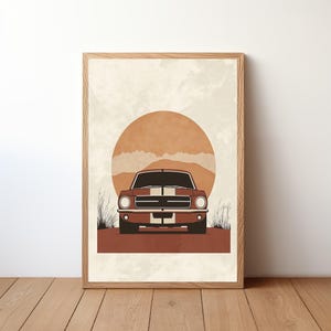 Vintage Ford Mustang Poster, Mustang Print, Classic Car Wall Art, Sports Car Decor, Garage Wall Art, Retro Mustang Portrait, STNG23