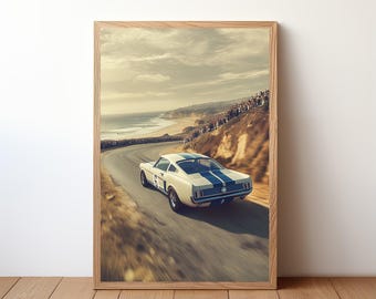 Vintage mustang Poster, Ford mustang Druck, Oldtimer Wandkunst, Muskel-Auto-Dekor, Garagenwandkunst, Retro Ford mustang, STNG9