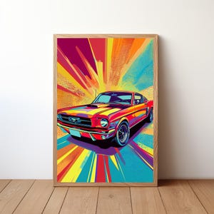 Vintage Mustang Poster, Ford Mustang Print, Classic Car Wall Art, Muscle Car Decor, Garage Wall Art, Retro Ford Mustang, STNG10