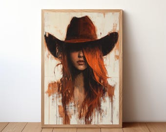 Cowgirl Poster, Western Art Print, Rustic Wall Decor, Boho Cowgirl Artwork, Vintage Rodeo, Country Girl Home Decor, Western Wall Art, CWG10