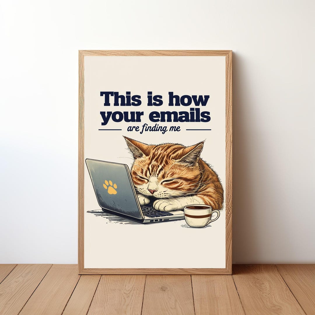 Work Sign Grumpy Cat Funny Office Cat Poster, Grumpy Work Cat Wall Art, Humorous Cat Boss ...