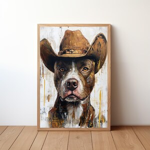 Cowboy Dog Wall Art, Western Dog Print, Rustic Farmhouse Decor, Funny Dog Painting, Western Pet Artwork, Dog Lover Gift, Dog Poster, DOG28