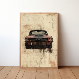 Vintage Mustang Poster, Ford Mustang Print, Classic Car Wall Art, Muscle Car Decor, Garage Wall Art, Retro Ford Mustang, STNG12