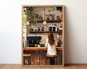 Cozy Cafe Poster - Coffee Lover Gift, Aesthetic Coffee Shop Wall Art, Barista Decor, Cute Café Print for Kitchen, Coffee House Decor, CFE19
