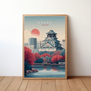 Osaka Japan Travel Poster, Japanese Print, Retro Vintage Wall Art, Traveler Birthday Christmas Gift, Bedroom Home Office Décor, JPN24