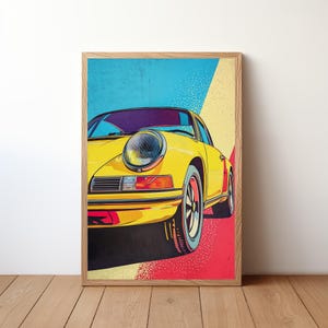 Vintage Porsche Poster, Porsche 911 Print, Classic Car Wall Art, Sports Car Decor, Garage Wall Art, Retro Porsche Portrait, Pop Art, PRSH11
