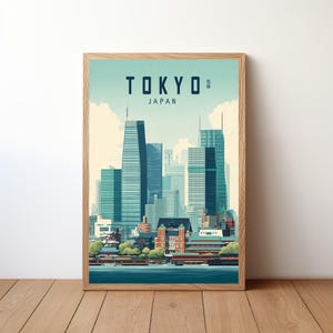 Tokyo Japan Travel Poster, Japanese Print, Retro Vintage Wall Art, Traveler Birthday Christmas Gift, Bedroom Home Office Décor, JPN26