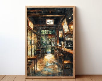 Japan Cafe Poster - Coffee Lover Gift, Aesthetic Coffee Shop Wall Art, Barista Decor, Cute Café Print for Kitchen, Japan Coffee House, CFE7