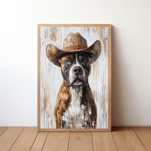 Cowboy Dog Wall Art, Western Dog Print, Rustic Farmhouse Decor, Funny Dog Painting, Western Pet Artwork, Dog Lover Gift, Dog Poster, DOG22