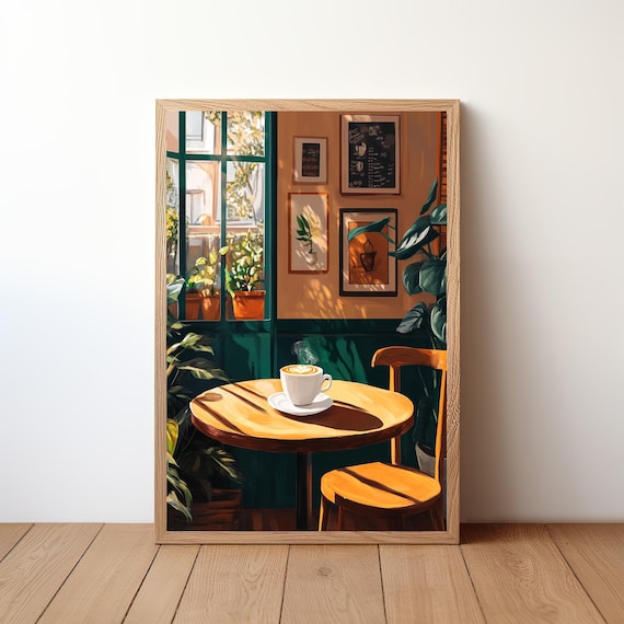 Cozy Cafe Poster - Coffee Lover Gift, Aesthetic Coffee Shop Wall Art, Barista Decor, Cute Café Print for Kitchen, Coffee House Decor, CFE24