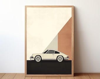 Vintage Porsche 911 Poster, Porsche Print, Classic Car Wall Art, Sports Car Decor, Garage Wall Art, Retro Porsche Portrait, PRSH47