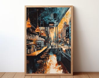 Cozy Cafe Poster - Coffee Lover Gift, Aesthetic Coffee Shop Wall Art, Barista Decor, Cute Café Print for Kitchen, Coffee House Decor, CFE9