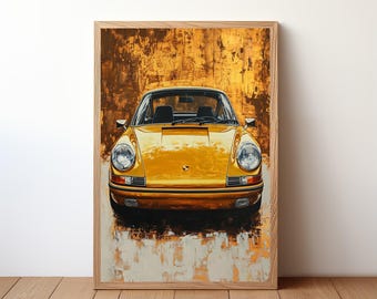 affiche vintage de la Porsche 911, impression Porsche, art mural voiture classique, décoration voiture de sport, art mural garage, portrait Porsche rétro, PRSH31