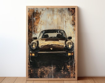 Vintage Porsche 911 Poster, Porsche Druck, Oldtimer Wandkunst, Sportwagen-Dekor, Garagenwandkunst, Retro Porsche Portrait, PRSH32