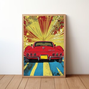 Vintage Mustang Poster, Ford Mustang Print, Classic Car Wall Art, Muscle Car Decor, Garage Wall Art, Retro Ford Mustang, VET1