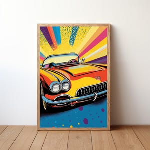 Vintage Mustang Poster, Ford Mustang Print, Classic Car Wall Art, Muscle Car Decor, Garage Wall Art, Retro Ford Mustang, VET3