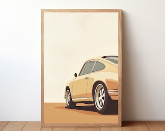 Vintage Porsche 911 Poster, Porsche Print, Classic Car Wall Art, Sports Car Decor, Garage Wall Art, Retro Porsche Portrait, PRSH41