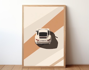Vintage Porsche 911 Poster, Porsche Druck, Oldtimer Wandkunst, Sportwagen-Dekor, Garagenwandkunst, Retro Porsche Portrait, PRSH45