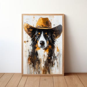 Cowboy Dog Wall Art, Western Dog Print, Rustic Farmhouse Decor, Funny Dog Painting, Western Pet Artwork, Dog Lover Gift, Dog Poster, DOG24
