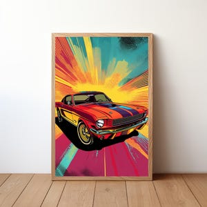 Vintage Mustang Poster, Ford Mustang Print, Classic Car Wall Art, Muscle Car Decor, Garage Wall Art, Retro Ford Mustang, STNG11