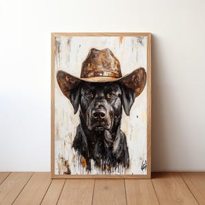 Cowboy Dog Wall Art, Western Dog Print, Rustic Farmhouse Decor, Funny Dog Painting, Western Pet Artwork, Dog Lover Gift, Dog Poster, DOG21