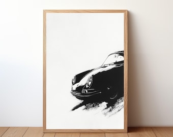 Vintage Porsche 911 Poster, Porsche Druck, Oldtimer Wandkunst, Sportwagen-Dekor, Garagenwandkunst, Retro Porsche Portrait, PRSH30