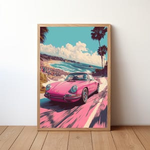 Vintage Porsche Poster, Porsche 911 Print, Classic Car Wall Art, Sports Car Decor, Garage Wall Art, Retro Porsche Portrait, Pop Art, PRSH8
