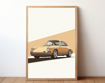 Vintage Porsche 911 Poster, Porsche Print, Classic Car Wall Art, Sports Car Decor, Garage Wall Art, Retro Porsche Portrait, PRSH43