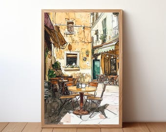 Italy Cafe Poster - Coffee Lover Gift, Aesthetic Coffee Shop Wall Art, Barista Decor, Cute Café Kitchen Print, Italian Coffee House, CFE6