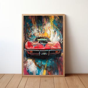Vintage Mustang Poster, Ford Mustang Print, Classic Car Wall Art, Muscle Car Decor, Garage Wall Art, Retro Ford Mustang, VET4