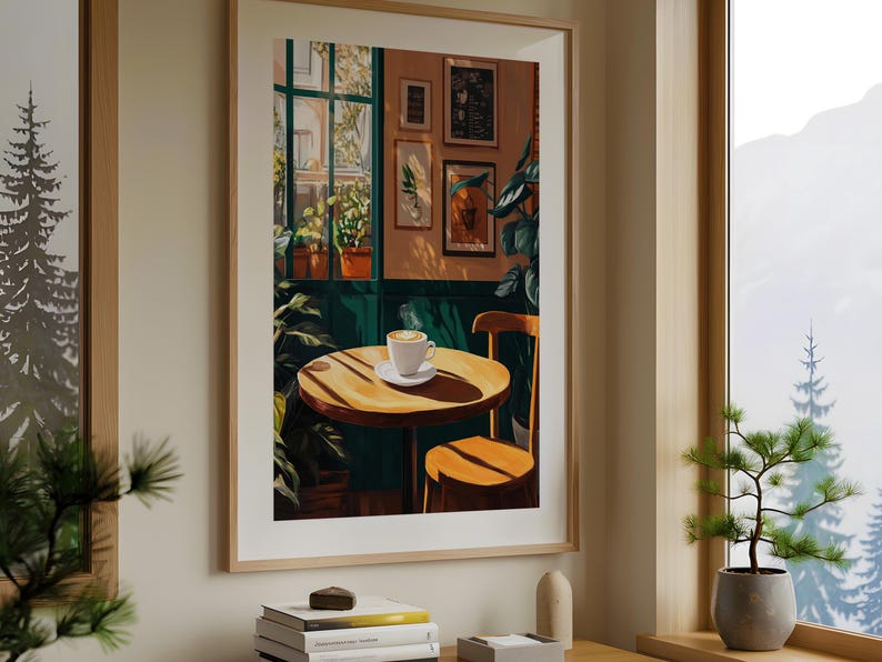 Cozy Cafe Poster - Coffee Lover Gift, Aesthetic Coffee Shop Wall Art, Barista Decor, Cute Café Print for Kitchen, Coffee House Decor, CFE24 image 5