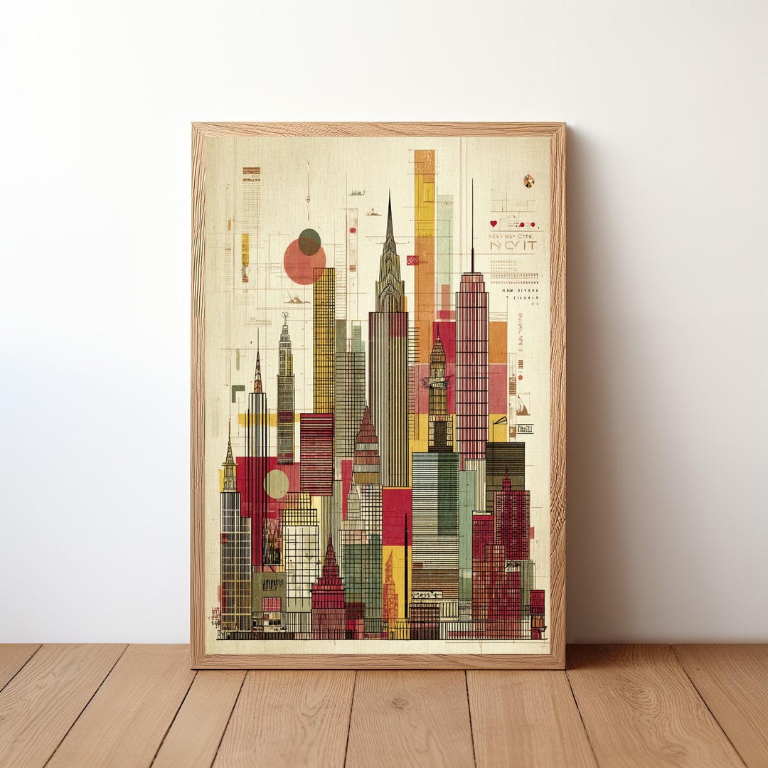 New York City Travel Poster, City Skyline Print, Retro US City Wall Art ...