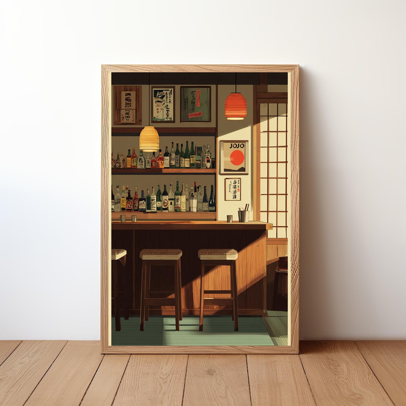 Japanese Cocktail Bar Wall Art Print, Minimalist Modern Vector Drink ...