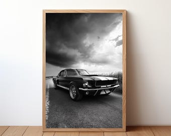 Vintage mustang Poster, Ford mustang Druck, Oldtimer Wandkunst, Muskel-Auto-Dekor, Garagenwandkunst, Retro Ford mustang, STNG2