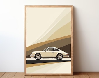 Vintage Porsche 911 Poster, Porsche Print, Classic Car Wall Art, Sports Car Decor, Garage Wall Art, Retro Porsche Portrait, PRSH42