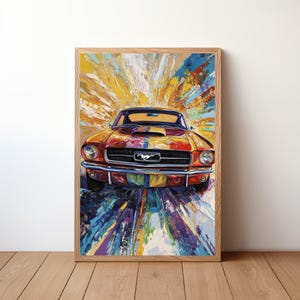 Vintage Mustang Poster, Ford Mustang Print, Classic Car Wall Art, Muscle Car Decor, Garage Wall Art, Retro Ford Mustang, STNG4