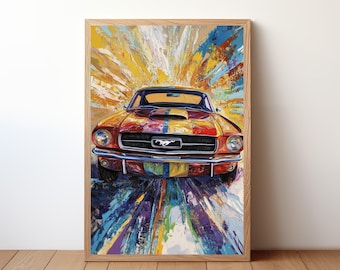 Vintage mustang Poster, Ford mustang Druck, Oldtimer Wandkunst, Muskel-Auto-Dekor, Garagenwandkunst, Retro Ford mustang, STNG4