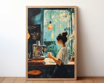 Cozy Cafe Poster - Coffee Lover Gift, Aesthetic Coffee Shop Wall Art, Barista Decor, Cute Café Print for Kitchen, Coffee House Decor, CFE2