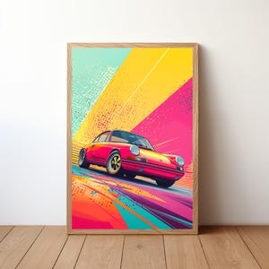 Vintage Porsche Poster, Porsche 911 Print, Classic Car Wall Art, Sports Car Decor, Garage Wall Art, Retro Porsche Portrait, Pop Art, PRSH13