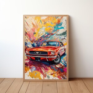 Vintage Mustang Poster, Ford Mustang Print, Classic Car Wall Art, Muscle Car Decor, Garage Wall Art, Retro Ford Mustang, STNG6