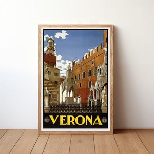 Verona Italy Retro Travel Print, Vintage Travel Wall Art, Retro Travel Poster
