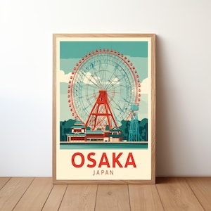 Osaka Japan Travel Poster, Japanese Print, Retro Vintage Wall Art, Traveler Birthday Christmas Gift, Bedroom Home Office Décor, JPN25