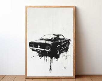 Vintage Ford mustang Poster, mustang Druck, Oldtimer-Wandkunst, Sportwagen-Dekor, Garagenwandkunst, Retro mustang Porträt, STNG16