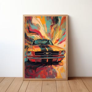 Vintage Mustang Poster, Ford Mustang Print, Classic Car Wall Art, Muscle Car Decor, Garage Wall Art, Retro Ford Mustang, STNG5