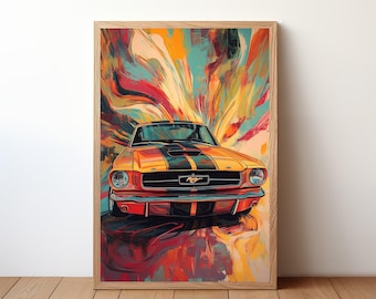 Vintage mustang Poster, Ford mustang Druck, Oldtimer Wandkunst, Muskel-Auto-Dekor, Garagenwandkunst, Retro Ford mustang, STNG5