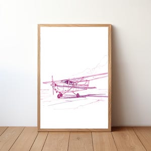 Cessna Line Art Poster, Minimalist Airplane Wall Print, Skyhawk Aviation Drawing, Modern Pilot Decor, Hand Drawn Flight Illustration, AVI14
