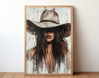 Cowgirl Poster, Western Art Print, Rustic Wall Decor, Boho Cowgirl Artwork, Vintage Rodeo, Country Girl Home Decor, Western Wall Art, CWG9