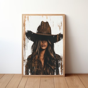 Plakat Cowgirl, wydruk sztuki zachodniej, rustykalny wystrój ścienny, dzieło sztuki Boho Cowgirl, rodeo vintage, wystrój domu Country Girl, sztuka ścienna Western, CWG8
