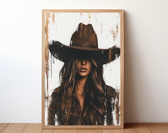Cowgirl Poster, Western Art Print, Rustic Wall Decor, Boho Cowgirl Artwork, Vintage Rodeo, Country Girl Home Decor, Western Wall Art, CWG8